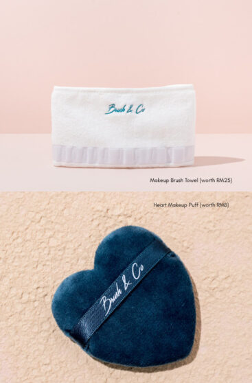 [do not purchase] 9.9 sale free gift makeup brush towel & emerald heart makeup puff